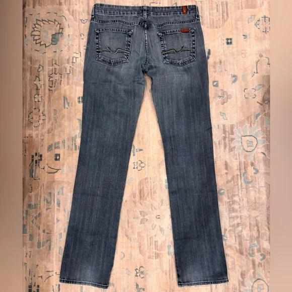 7 For All Mankind Vintage Carol Low Waist Straight Leg Blue Jeans Size 30 - Picture 5 of 9